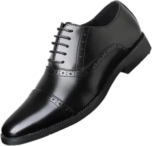 Men's Shoes Business Dress Fashion Leather Shoes Casual Lace-up Comfortable Men's Shoes(Black,45)