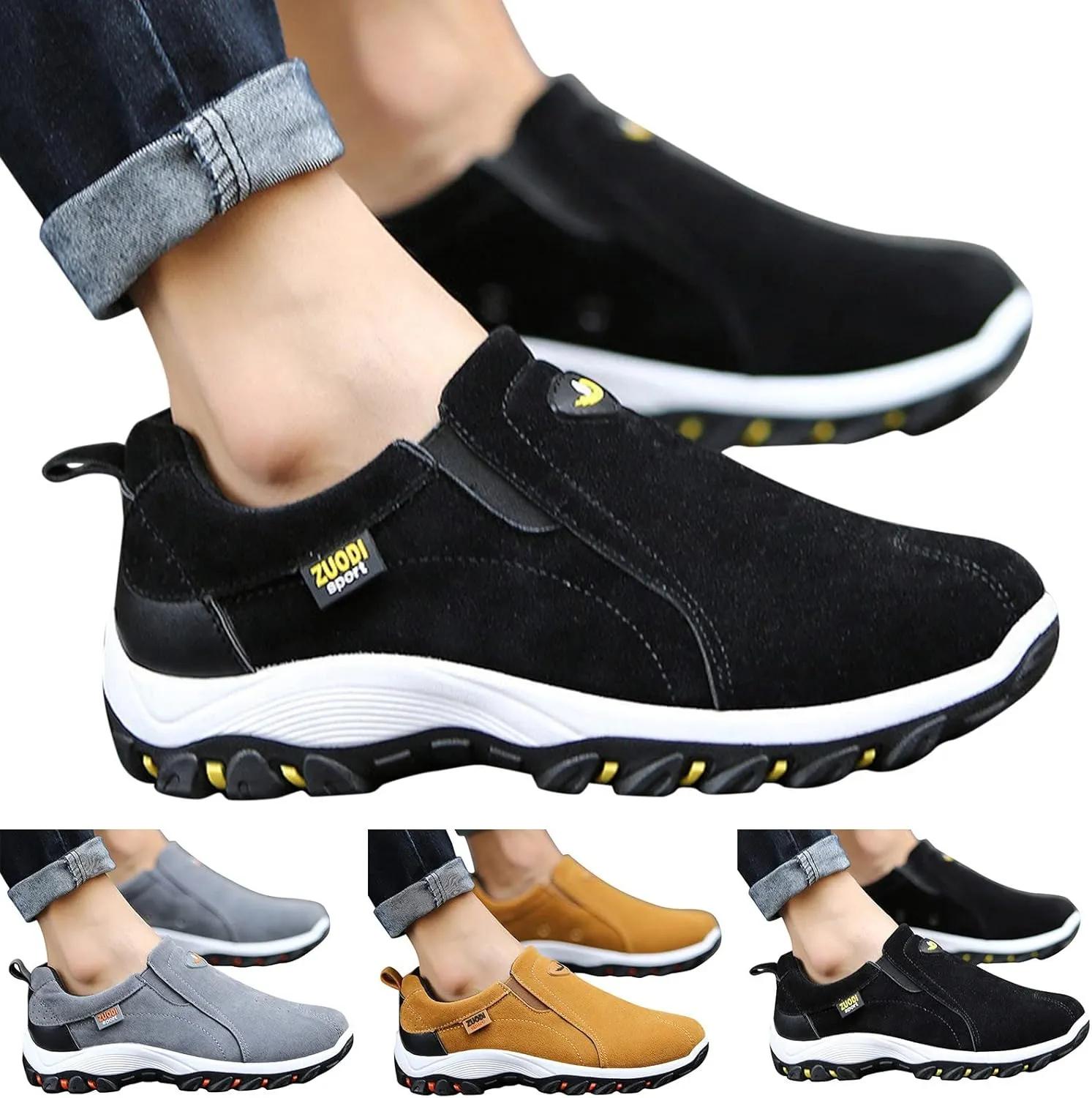 Men's Simple and Fashionable Round Head Solid Color Lightweight Breathable Soft Bottom Men's Work Shoes Sneaker