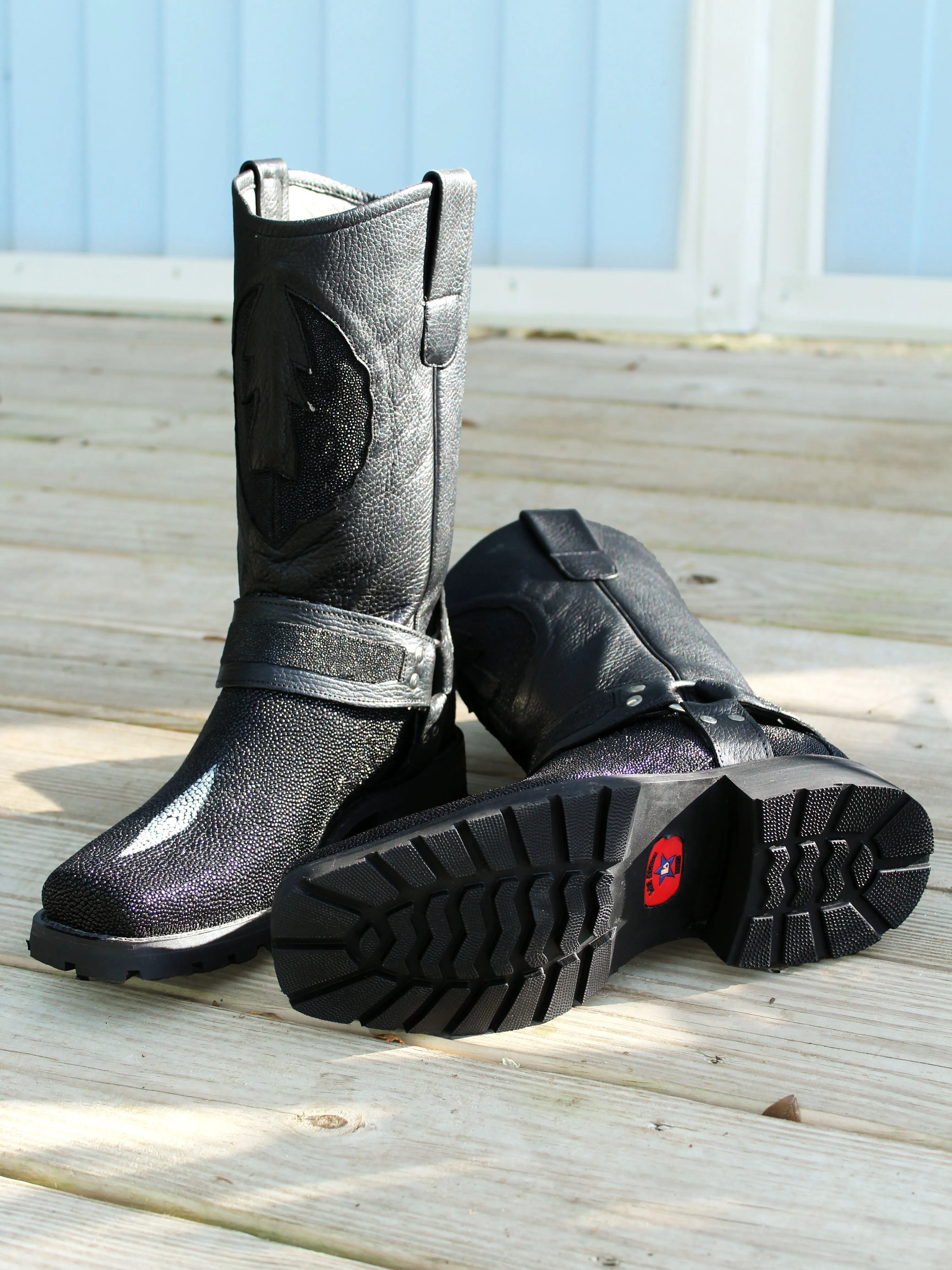 Men's Single Stone Stingray Motorcycle Boots