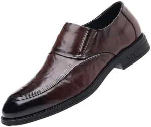 Mens Slip-On Brogue Dress Shoes, Comfortable Orthopedic Casual Loafers Business Formal Dress Footwear Non-Slip Lightweight Durable Shoes for Work
