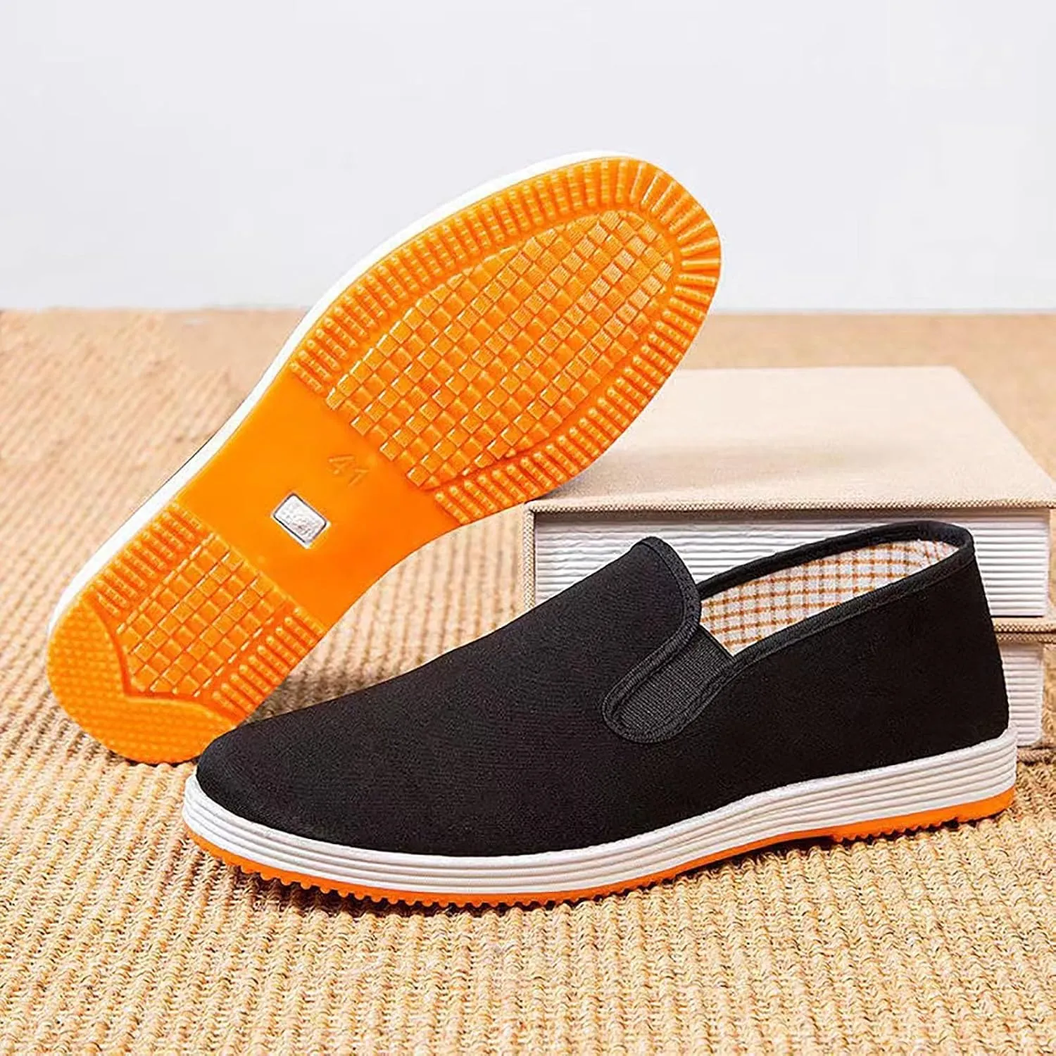 Men's Soft Flat Soled Elderly Shoes Comfortable Stretch Shoes Convenient Slip On Loafers Non Slip Walking Nice Men