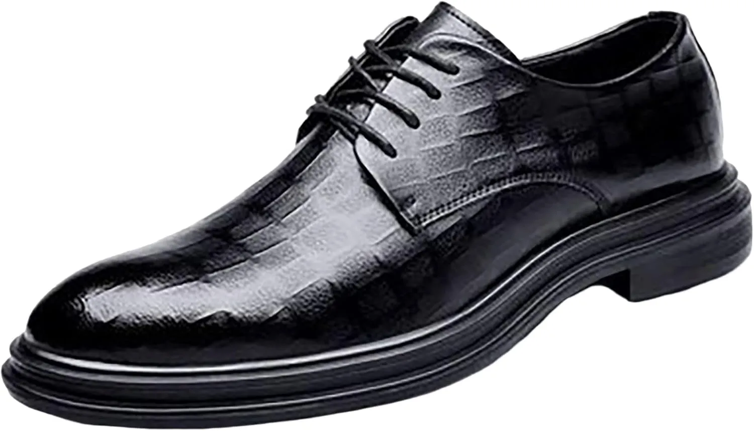 Mens Street Derby Casual Comfort Wide Derby for Men with Non Slip Low Heel Mens Supple Business Formal Shoes Man Durable Waterproof Low Top Boots Cool Thick Sole Leather Shoes