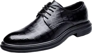 Mens Street Derby Casual Comfort Wide Derby for Men with Non Slip Low Heel Mens Supple Business Formal Shoes Man Durable Waterproof Low Top Boots Cool Thick Sole Leather Shoes