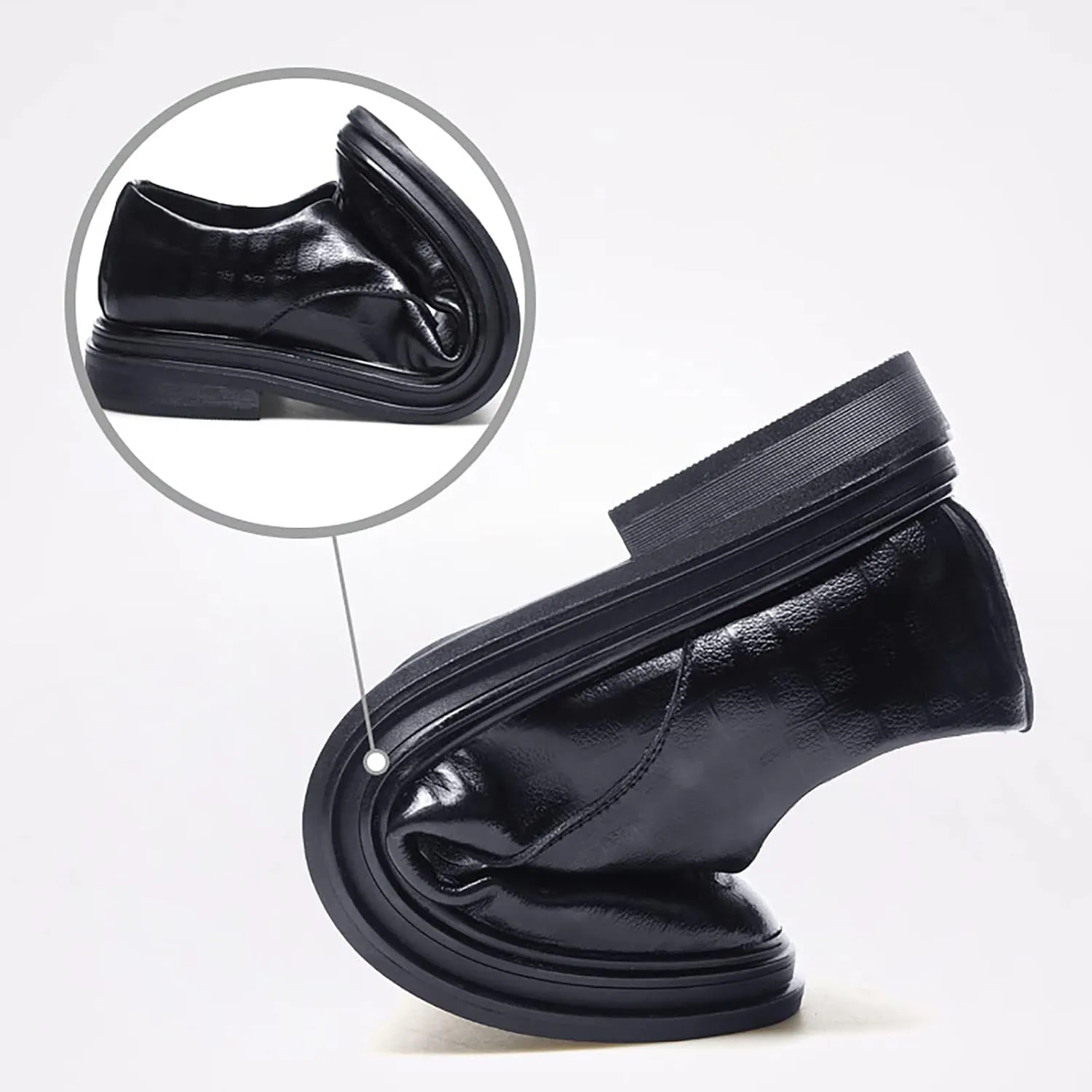 Mens Street Derby Casual Comfort Wide Derby for Men with Non Slip Low Heel Mens Supple Business Formal Shoes Man Durable Waterproof Low Top Boots Cool Thick Sole Leather Shoes