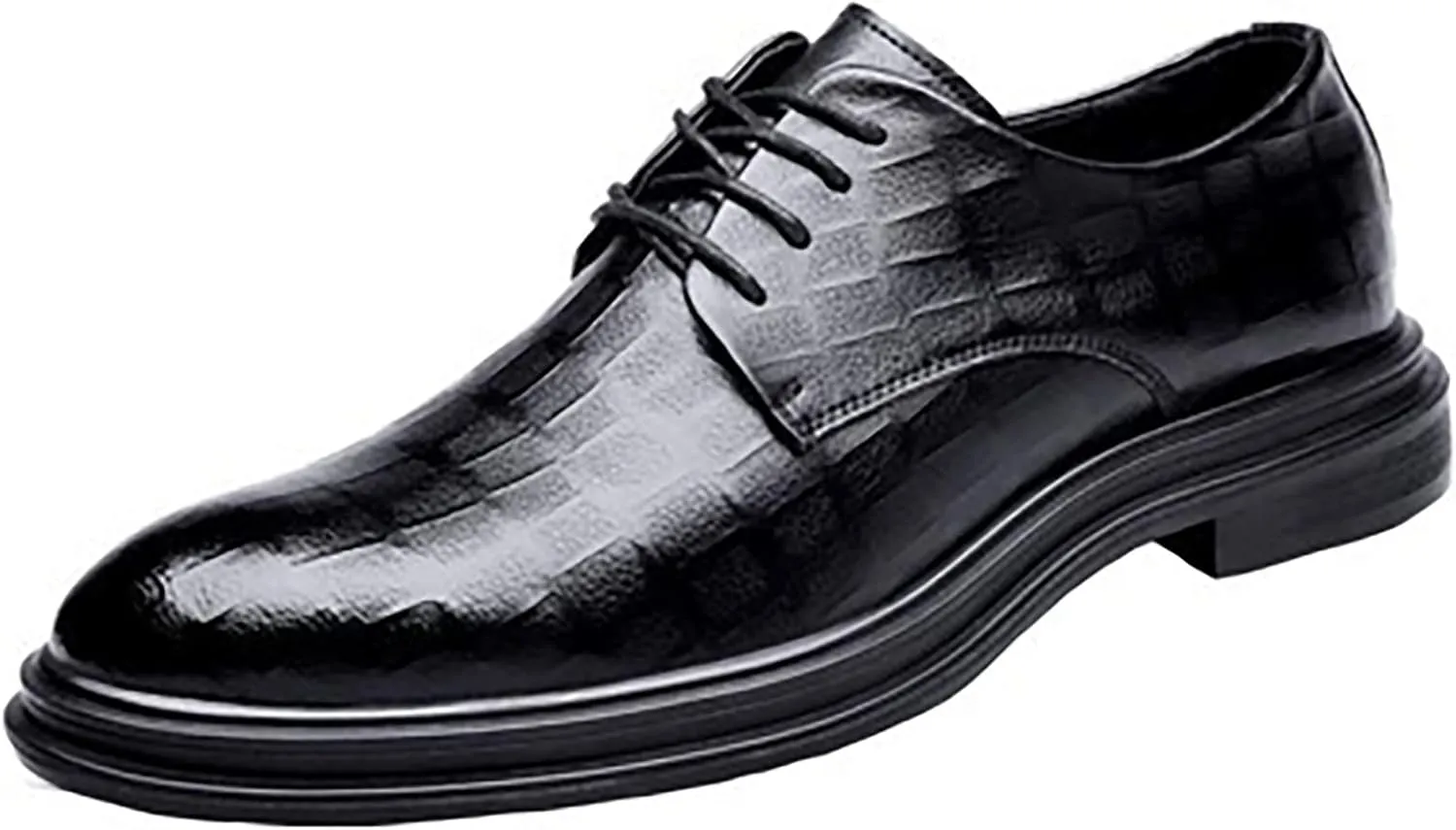 Mens Street Derby Casual Comfort Wide Derby for Men with Non Slip Low Heel Mens Supple Business Formal Shoes Man Durable Waterproof Low Top Boots Cool Thick Sole Leather Shoes