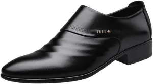 Mens Supple Business Formal Shoes Low Heel Slip on Dress Shoe Pointed Toe Matte Leather Shoe Casual Office Work Footwear Durable Classic Business Footwear Arch Support Walking Shoes Men
