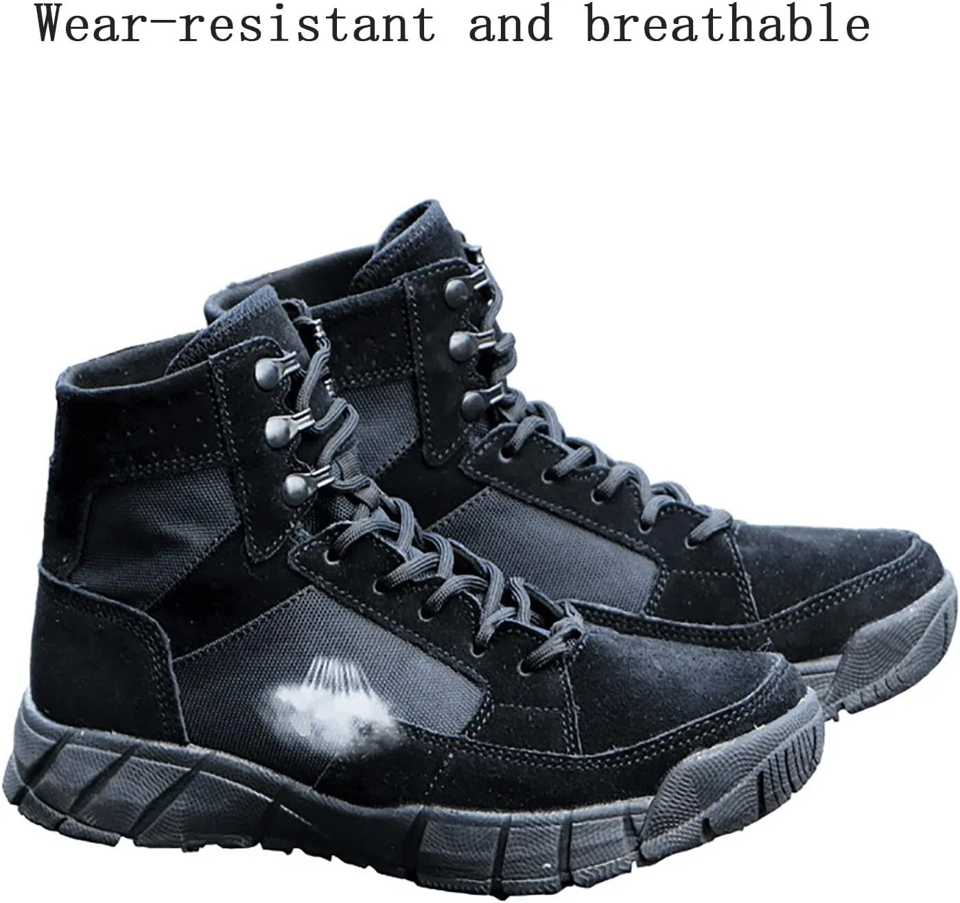 Men's Tactical Military Boots, Spring and Autumn Men's Outdoor High Top Ultra Light Waterproof Desert Boots, for Men's Breathable Shock-absorbing Combat Boots