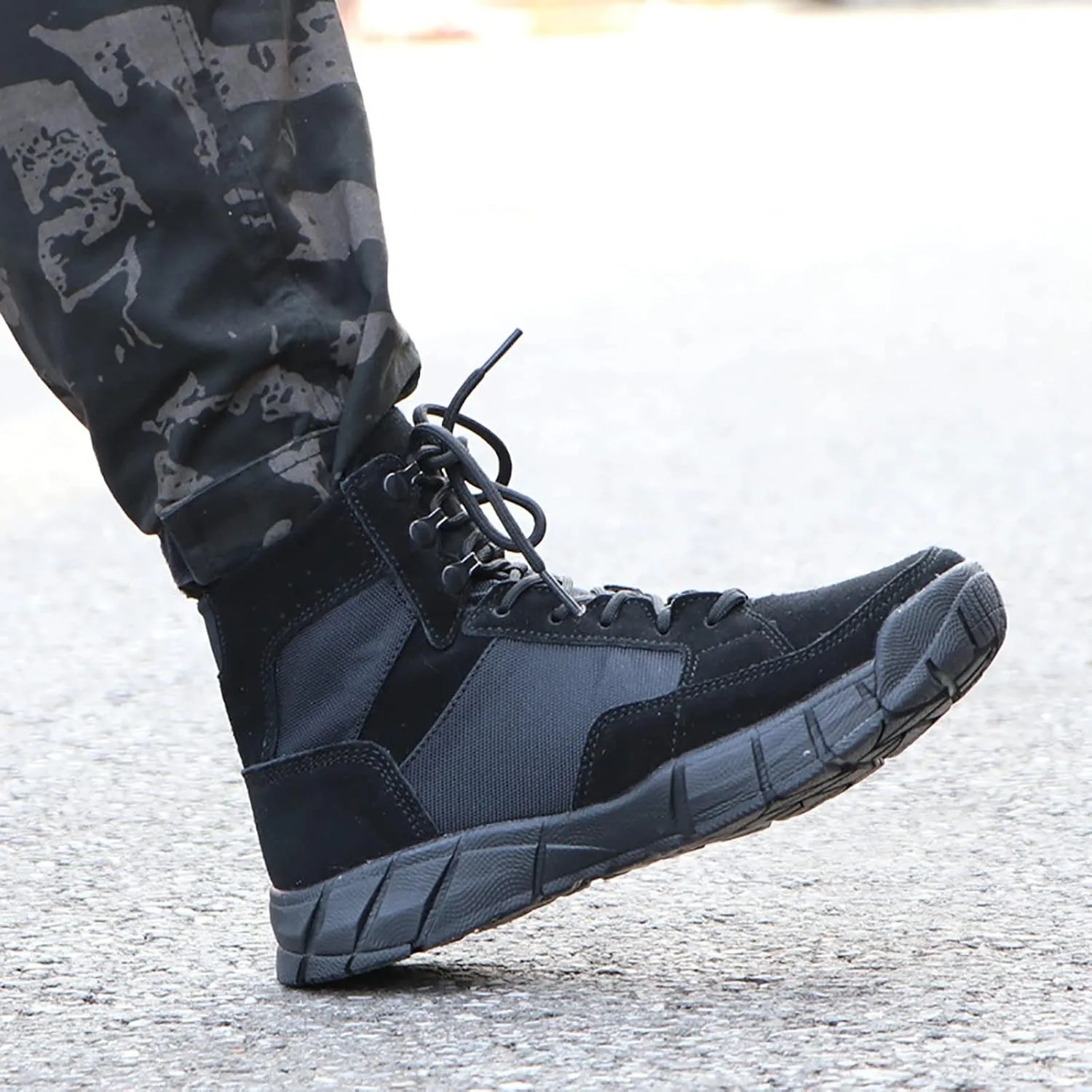 Men's Tactical Military Boots, Spring and Autumn Men's Outdoor High Top Ultra Light Waterproof Desert Boots, for Men's Breathable Shock-absorbing Combat Boots