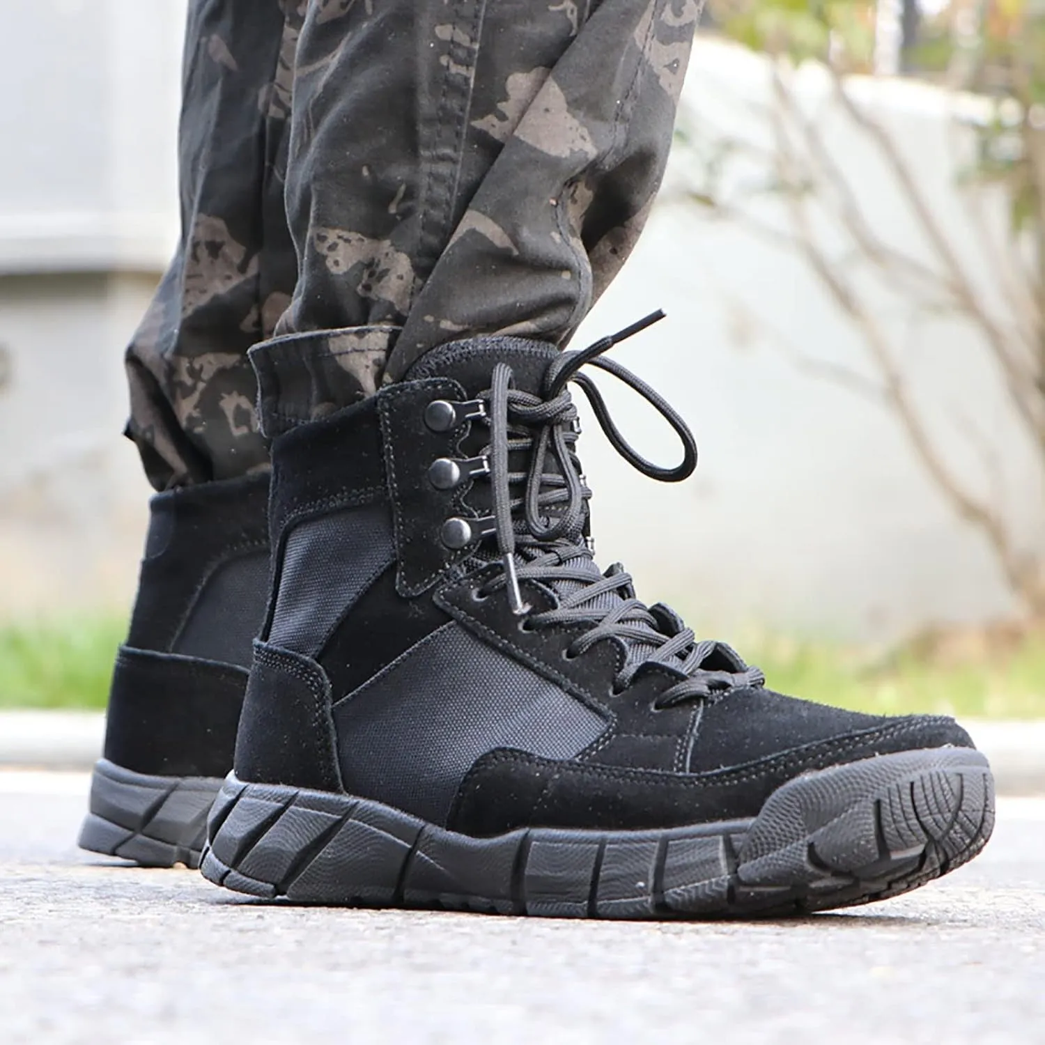 Men's Tactical Military Boots, Spring and Autumn Men's Outdoor High Top Ultra Light Waterproof Desert Boots, for Men's Breathable Shock-absorbing Combat Boots