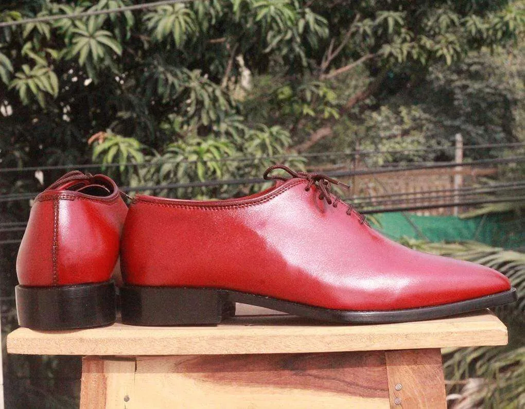 Men's Tan Burgundy Leather Shoes