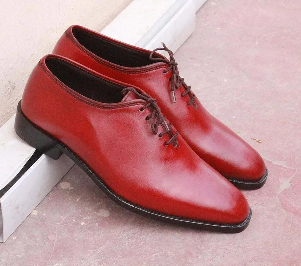 Men's Tan Burgundy Leather Shoes