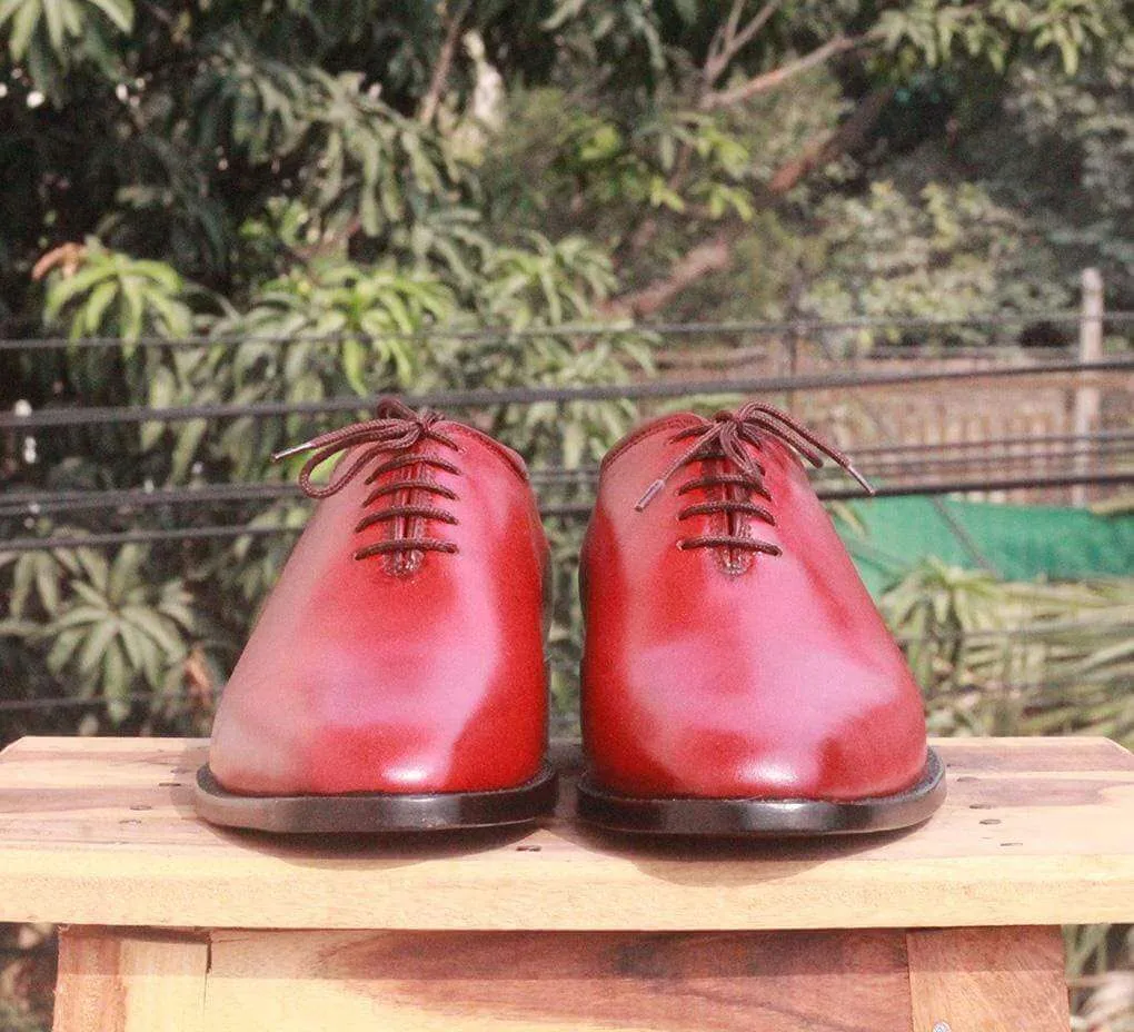 Men's Tan Burgundy Leather Shoes