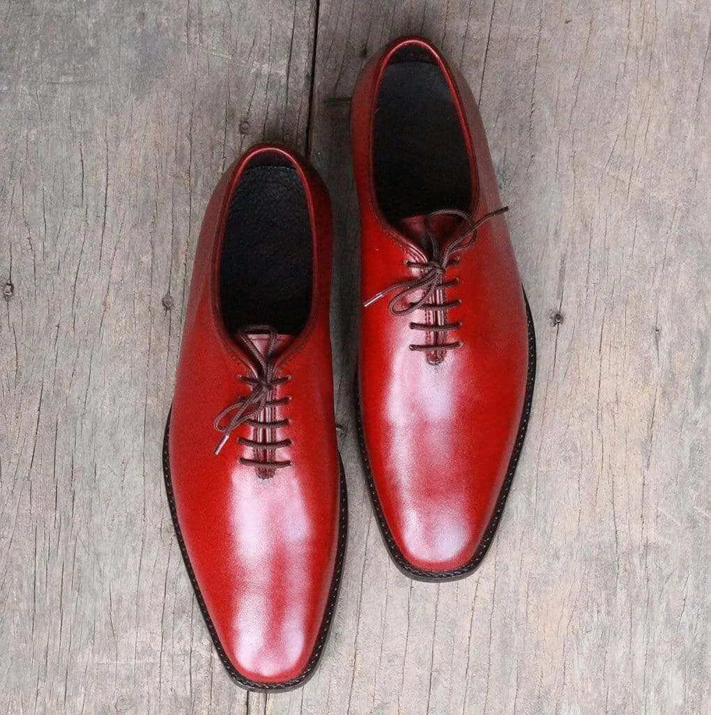 Men's Tan Burgundy Leather Shoes