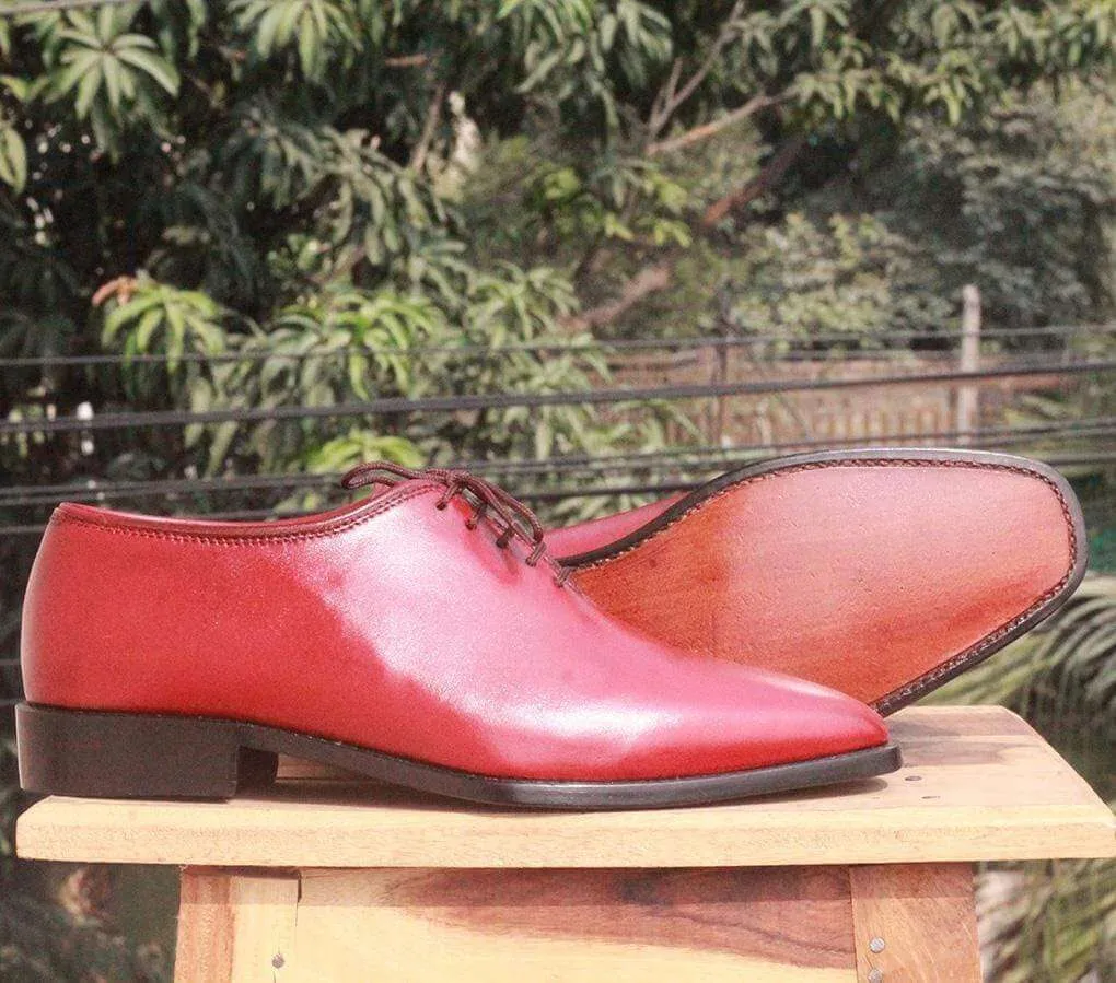 Men's Tan Burgundy Leather Shoes