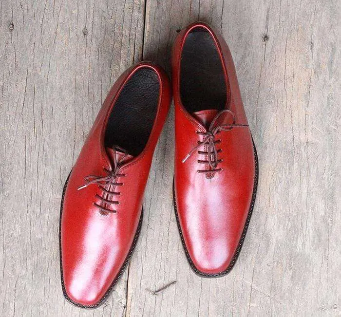 Men's Tan Burgundy Leather Shoes