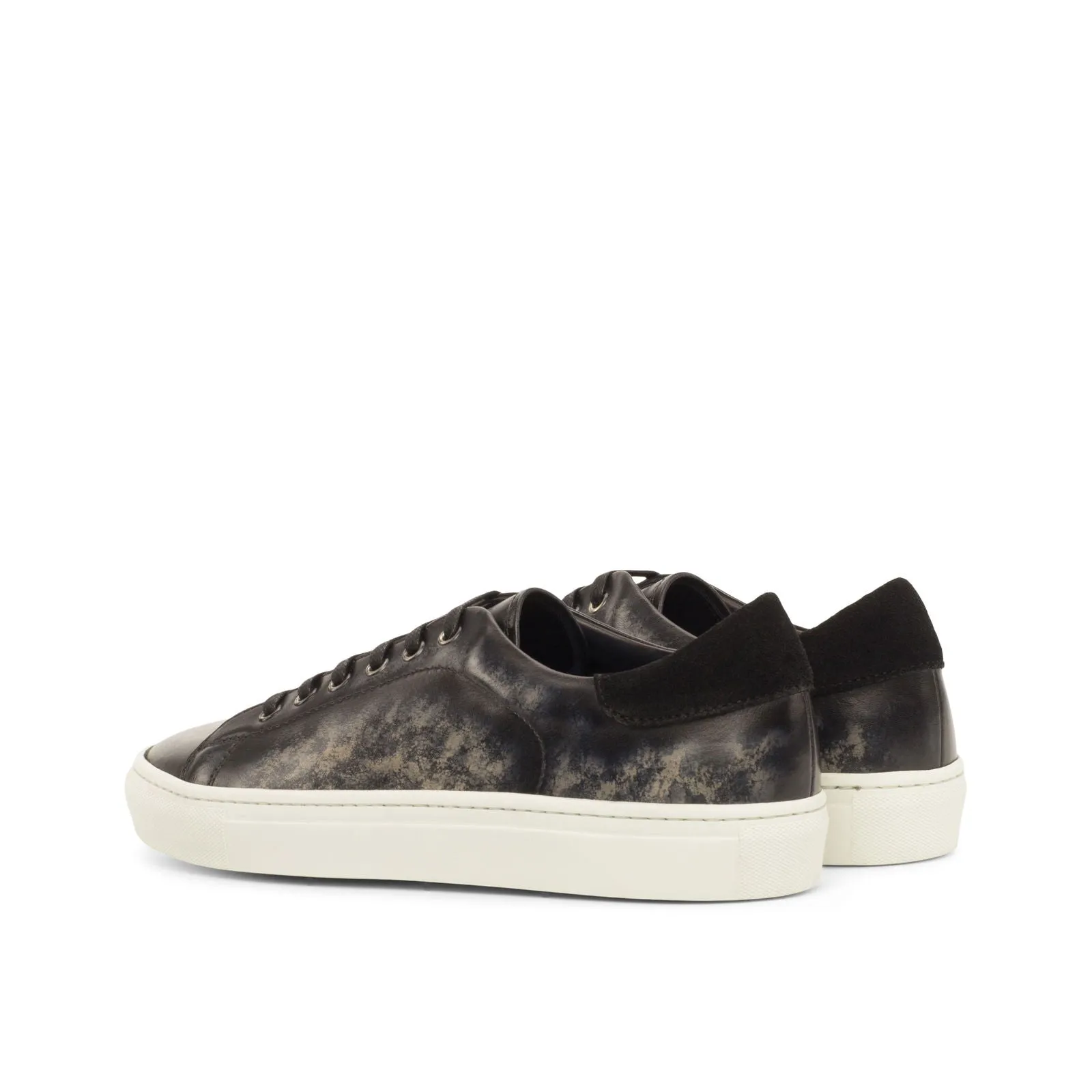 Men's Trainers Patina Leather Wide Plus Size Black 3769
