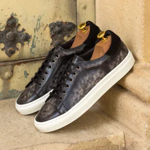 Men's Trainers Patina Leather Wide Plus Size Black 3769