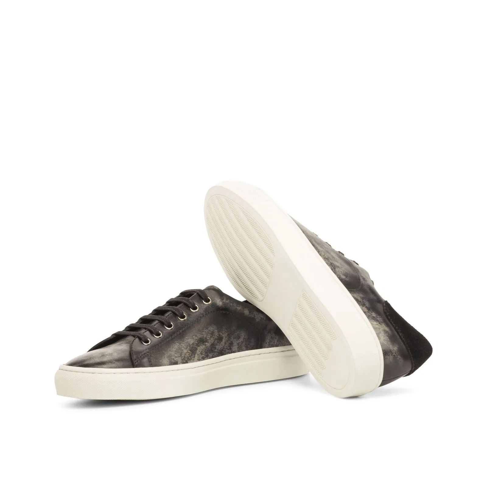 Men's Trainers Patina Leather Wide Plus Size Black 3769