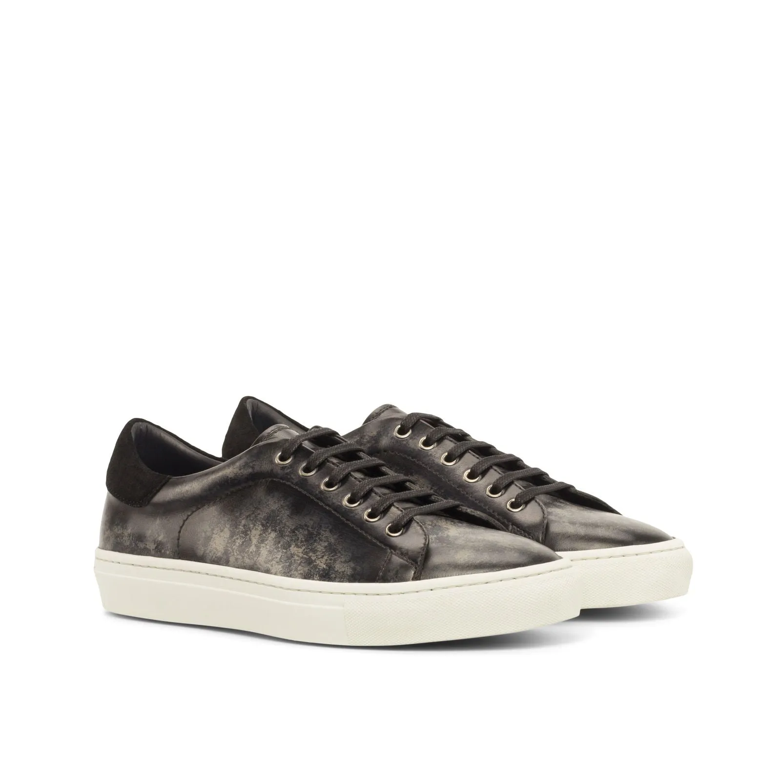 Men's Trainers Patina Leather Wide Plus Size Black 3769