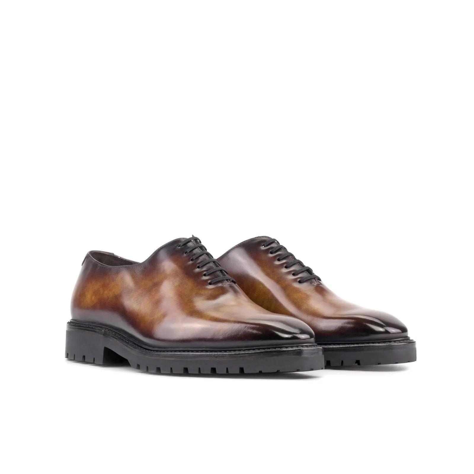 Men's Wholecut Shoes Patina Goodyear Welt Wide Plus Size Burgundy 5554