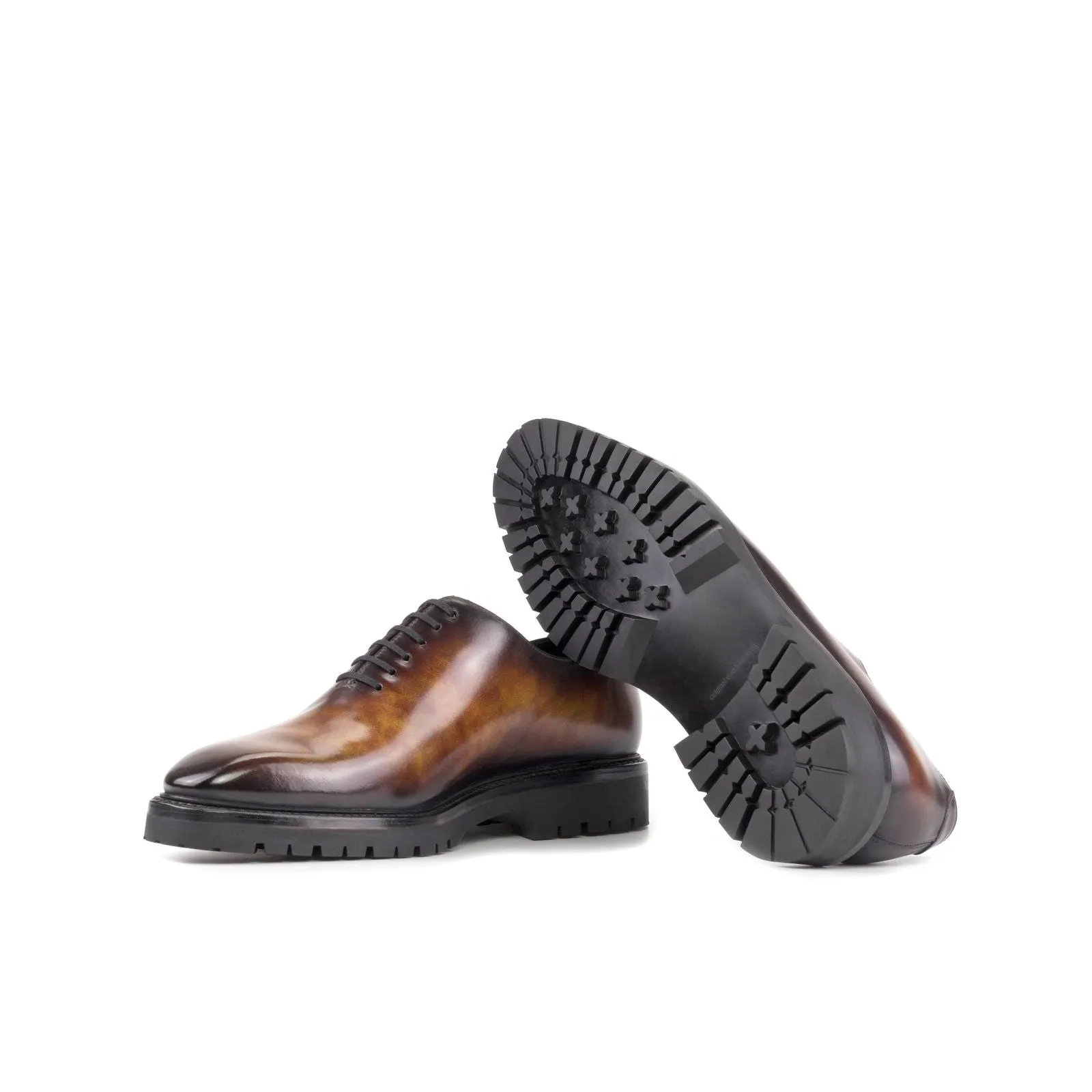 Men's Wholecut Shoes Patina Goodyear Welt Wide Plus Size Burgundy 5554
