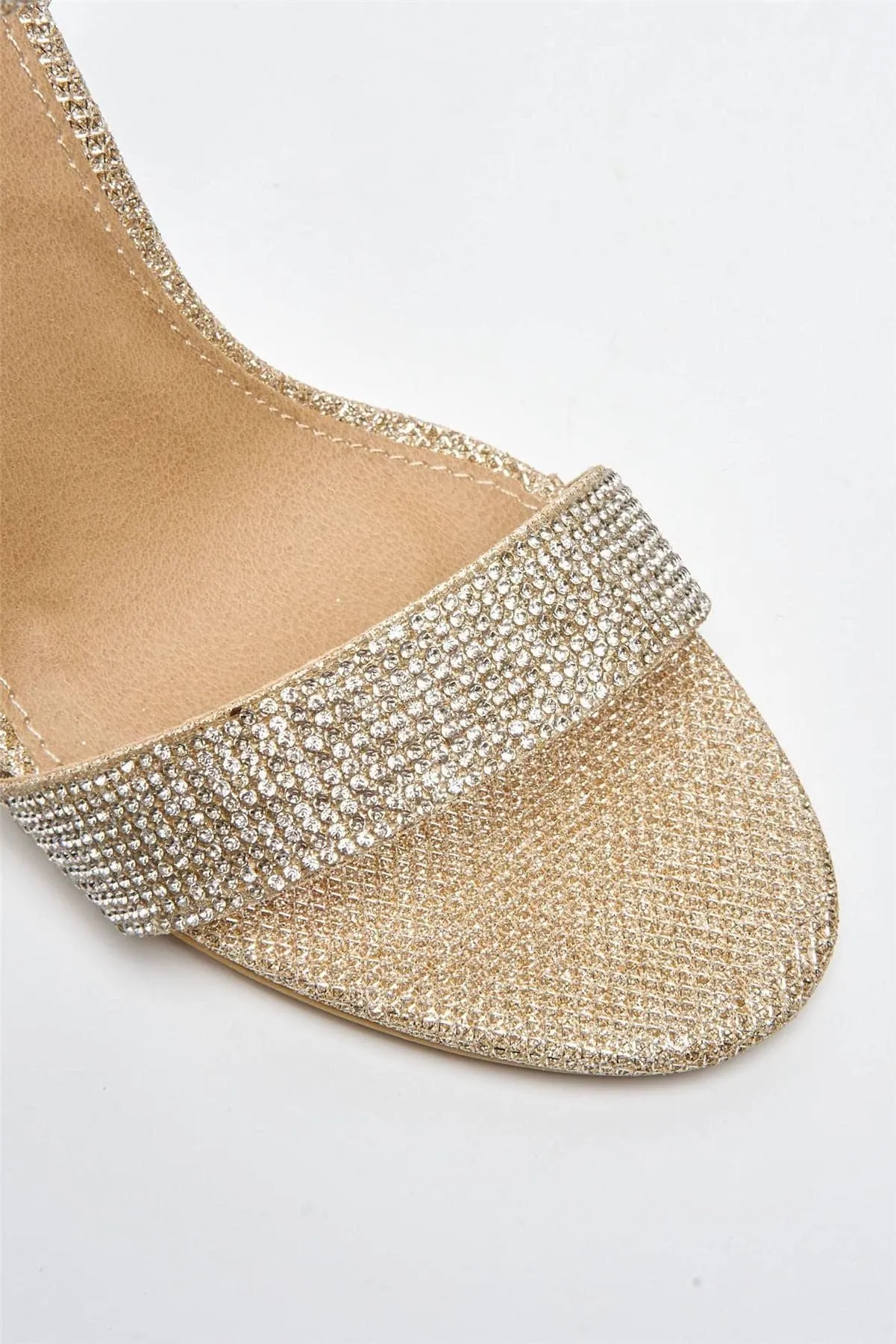Messina Diamante Embellished Block Heel in Champagne