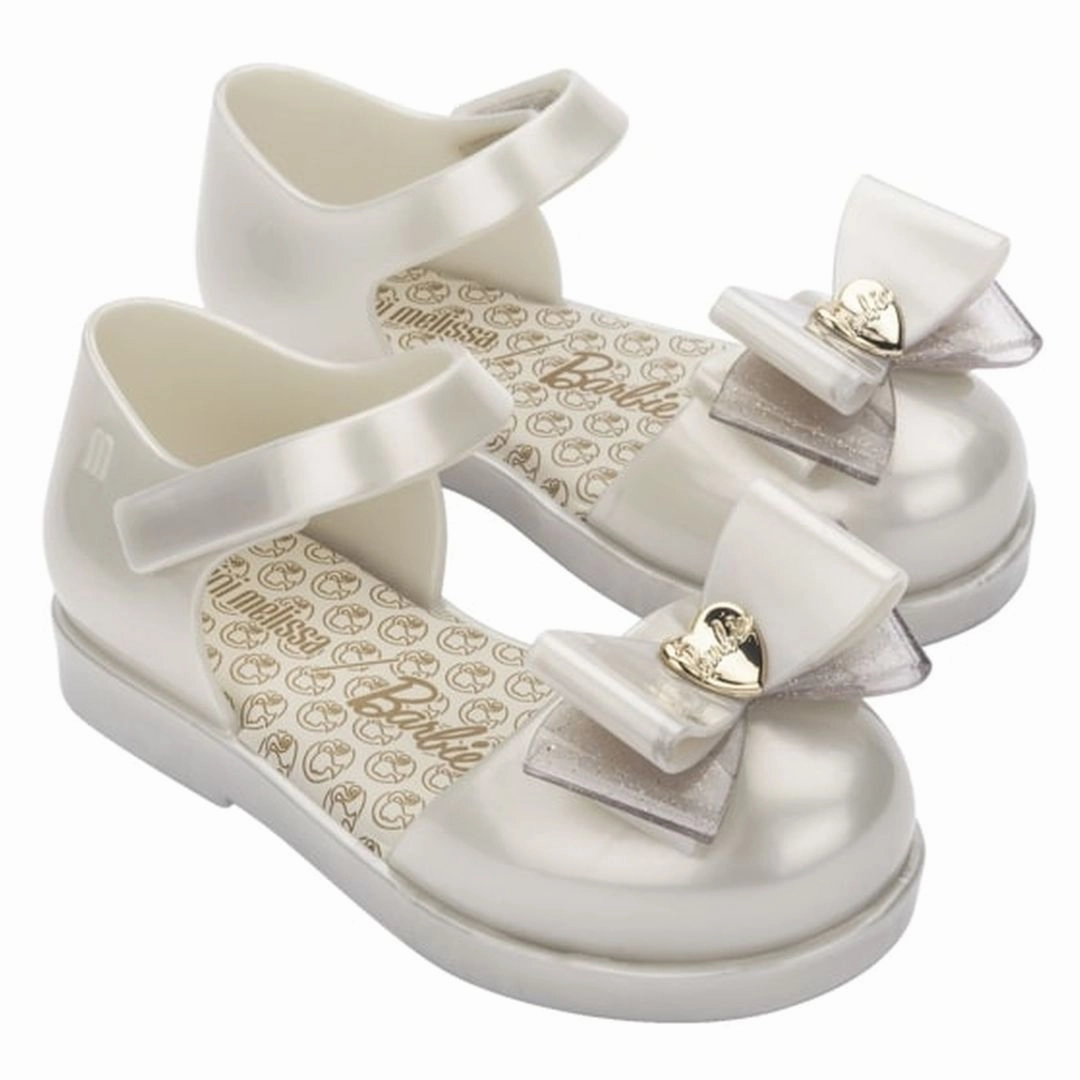 Metallic White Amy Barbie Sandals Slip Resistant Compound