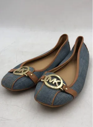 Michael Kors Women's Blue Round Toe Slip-On Ballet Flats - Size 10M