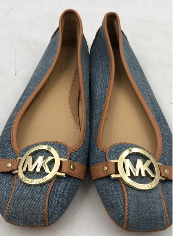 Michael Kors Women's Blue Round Toe Slip-On Ballet Flats - Size 10M
