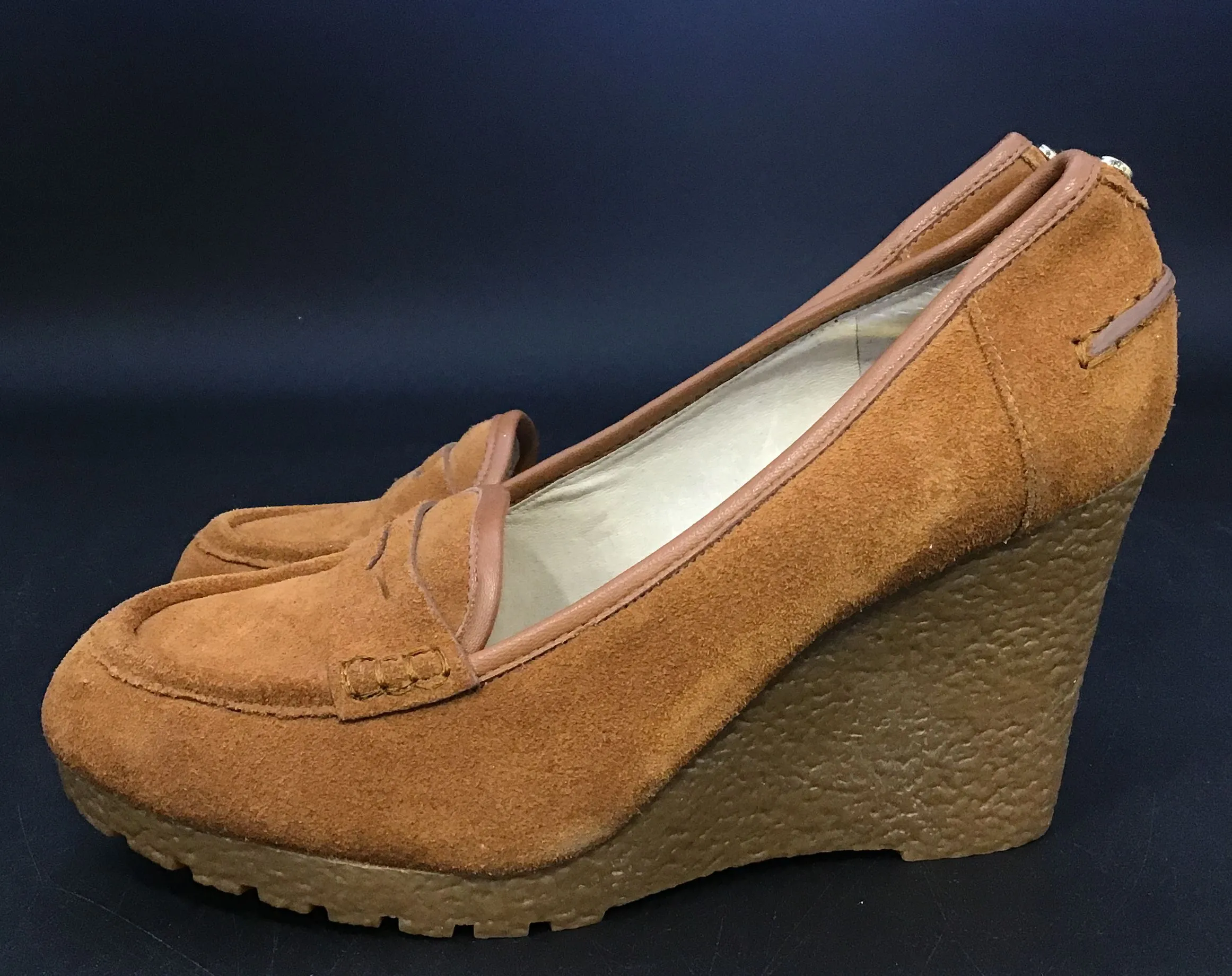 Michael Kors Women's Brown Moc Toe Slip-On Wedge Pump Heels - Size 8.5 M