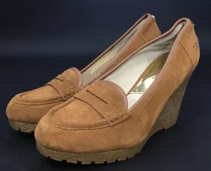 Michael Kors Women's Brown Moc Toe Slip-On Wedge Pump Heels - Size 8.5 M