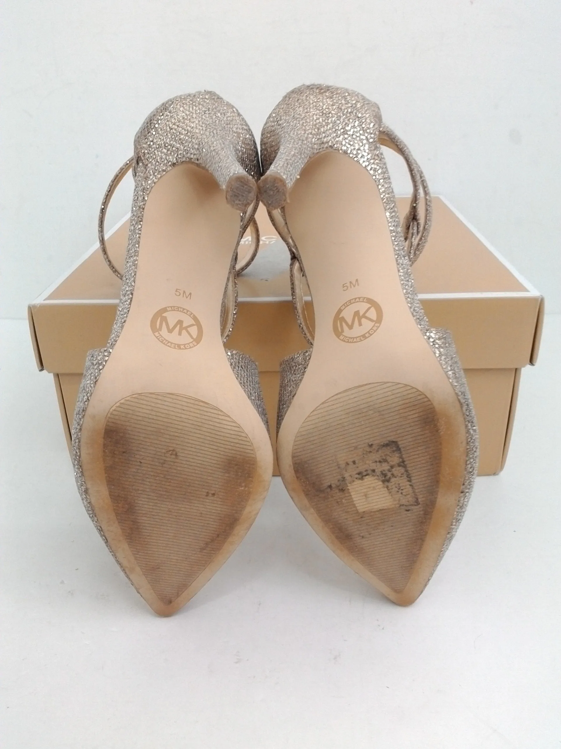 Michael Kors Women's Catia Pump Gold Glitter Heels Size 5 M