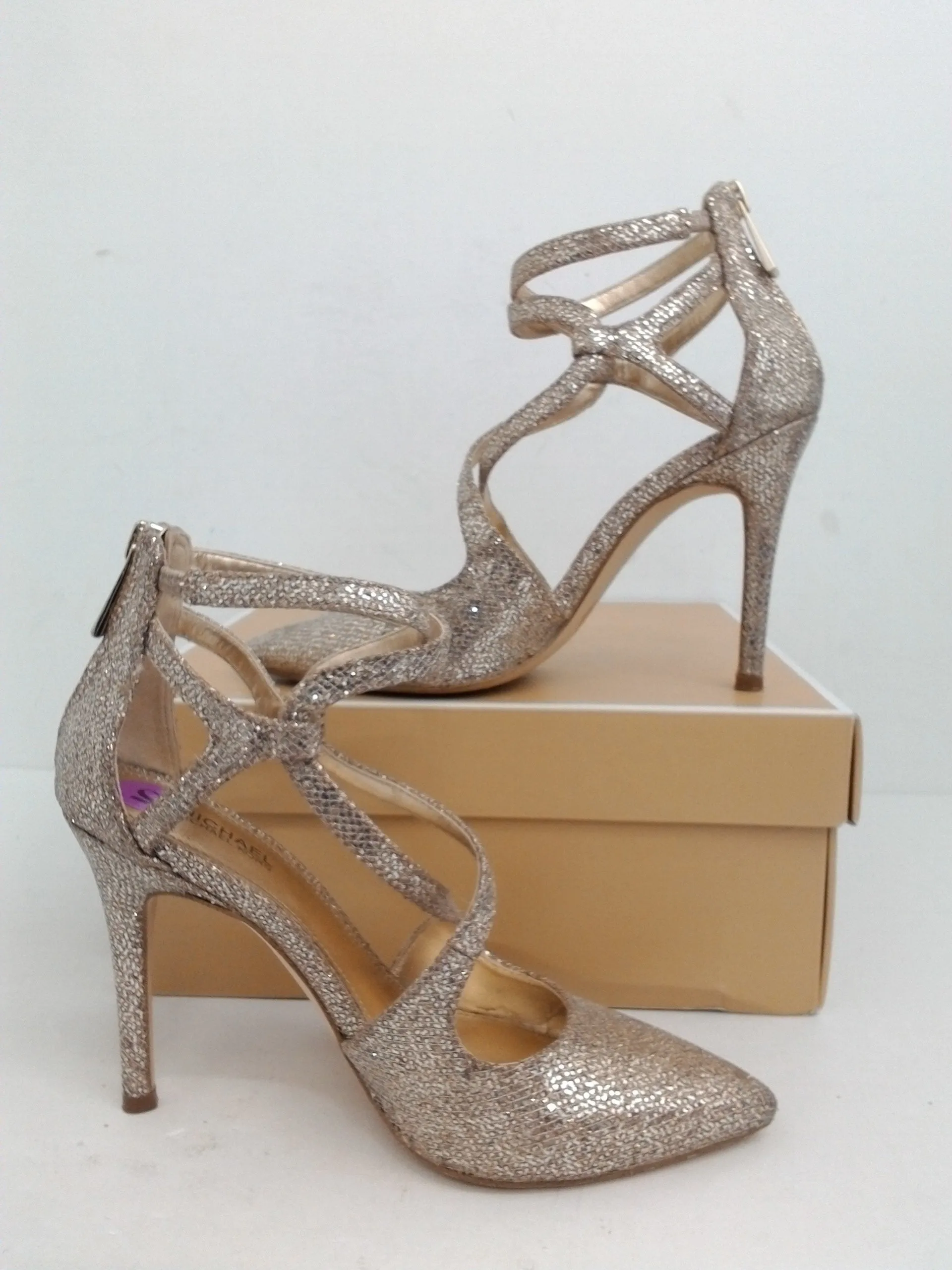 Michael Kors Women's Catia Pump Gold Glitter Heels Size 5 M