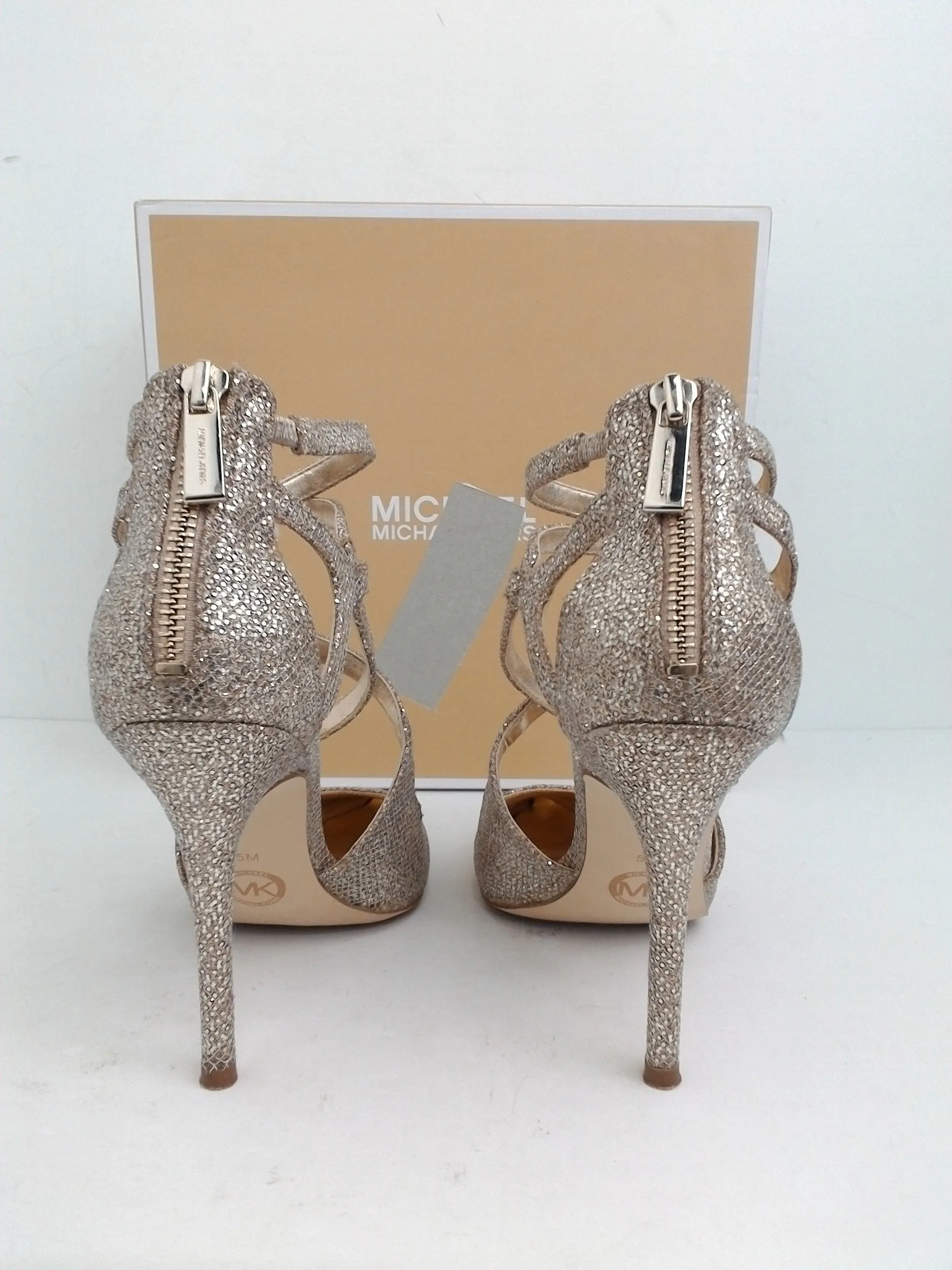 Michael Kors Women's Catia Pump Gold Glitter Heels Size 5 M