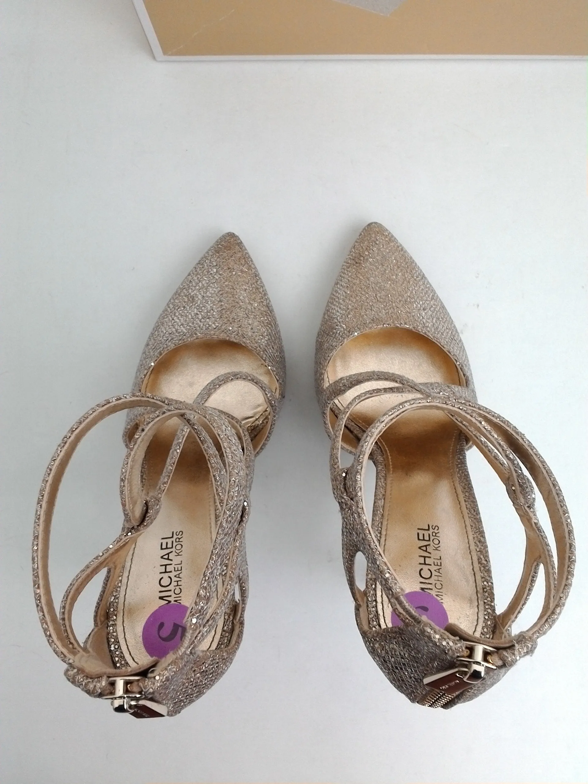 Michael Kors Women's Catia Pump Gold Glitter Heels Size 5 M