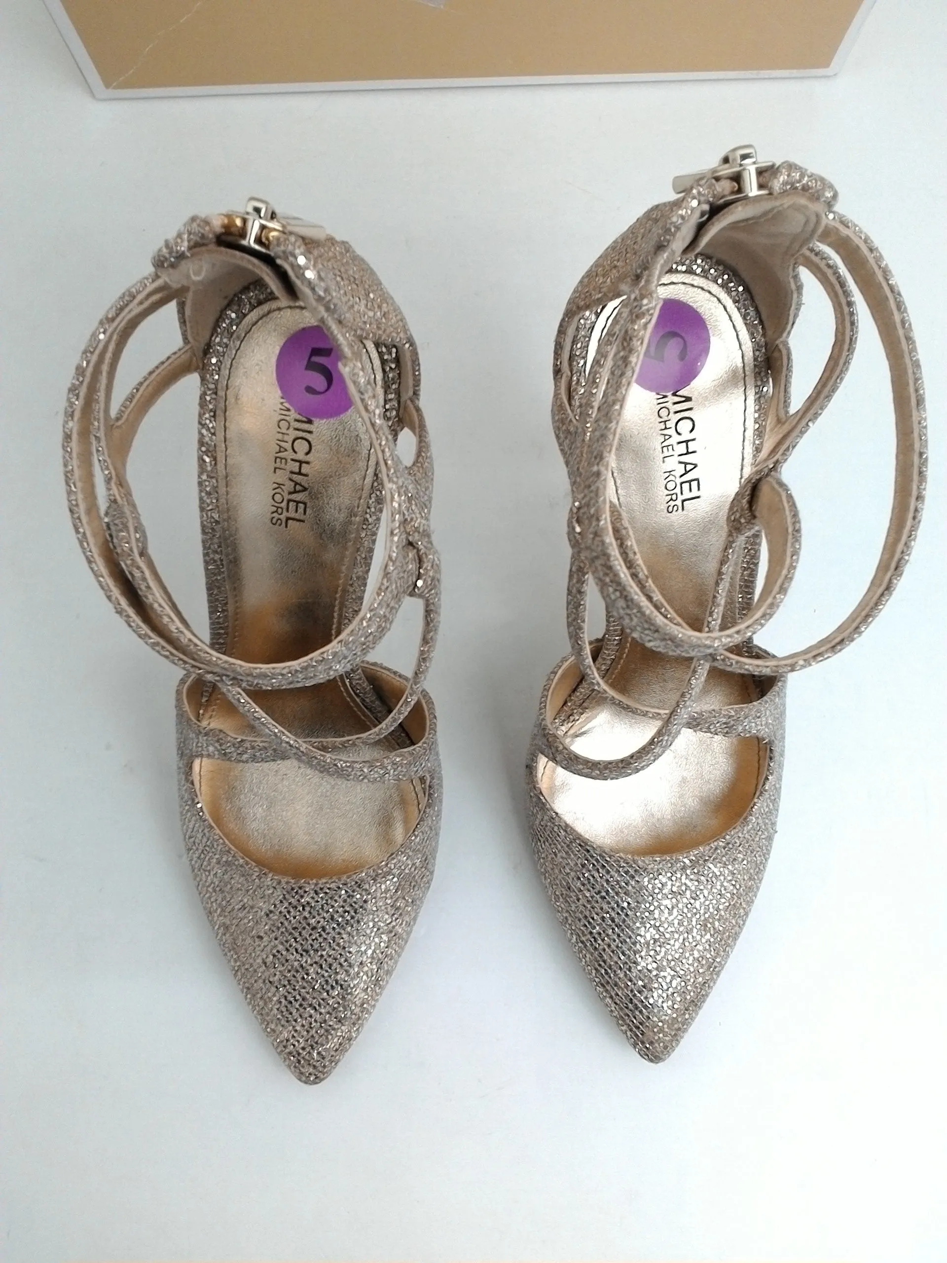 Michael Kors Women's Catia Pump Gold Glitter Heels Size 5 M