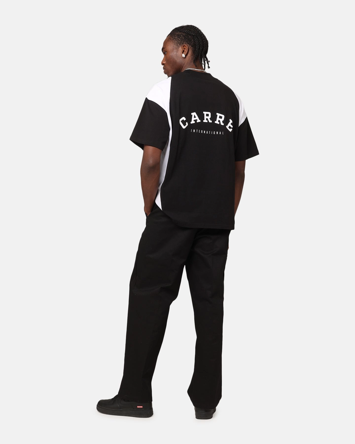 Carre Panelled Oversized T-Shirt Black/White Trendy Style Perfect for Workouts
