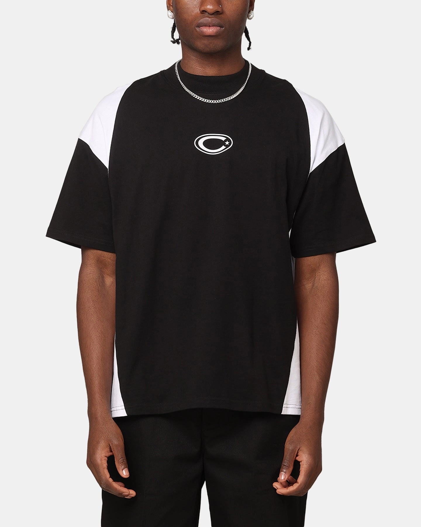 Carre Panelled Oversized T-Shirt Black/White Ultra Soft Blend