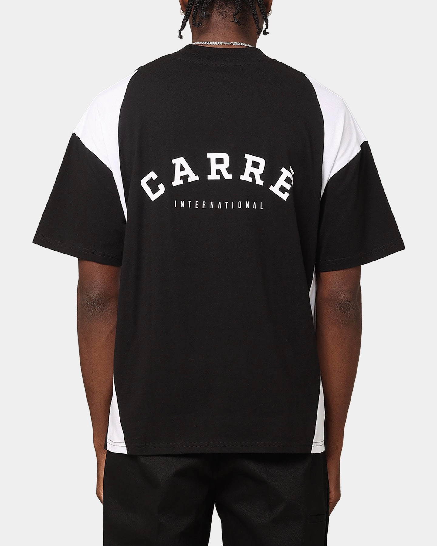 simple design Gym workout Carre Panelled Oversized T-Shirt Black/White