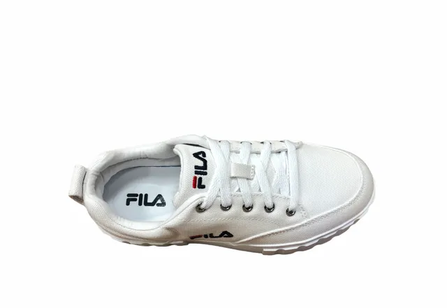 Fila scarpa sneakers in tela con zeppa da donna Sandblast 1011209.1FG bianco foot biomechanics running in a tied - arch bridge area shoes
