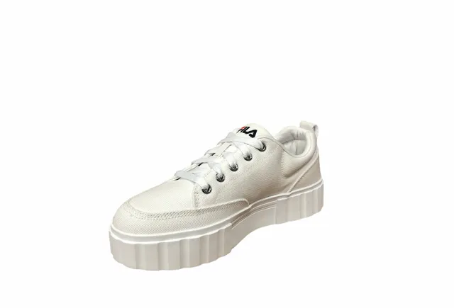 Blood circulation Fila scarpa sneakers in tela con zeppa da donna Sandblast 1011209.1FG bianco