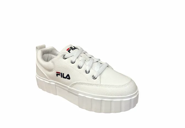 Fila scarpa sneakers in tela con zeppa da donna Sandblast 1011209.1FG bianco Solid logo - embroidered shoes