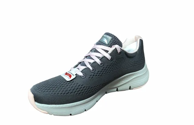running on a track oval mid - range shoes Skechers scarpa sneakers da donna Arch Fit Big Appeal 149057/GYPK grigio-rosa