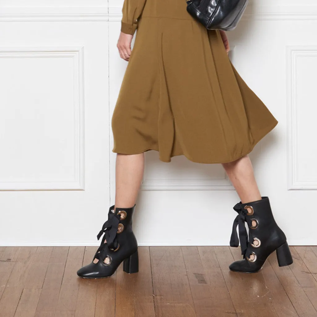Miista Alycia Lace-Up Boot in Black