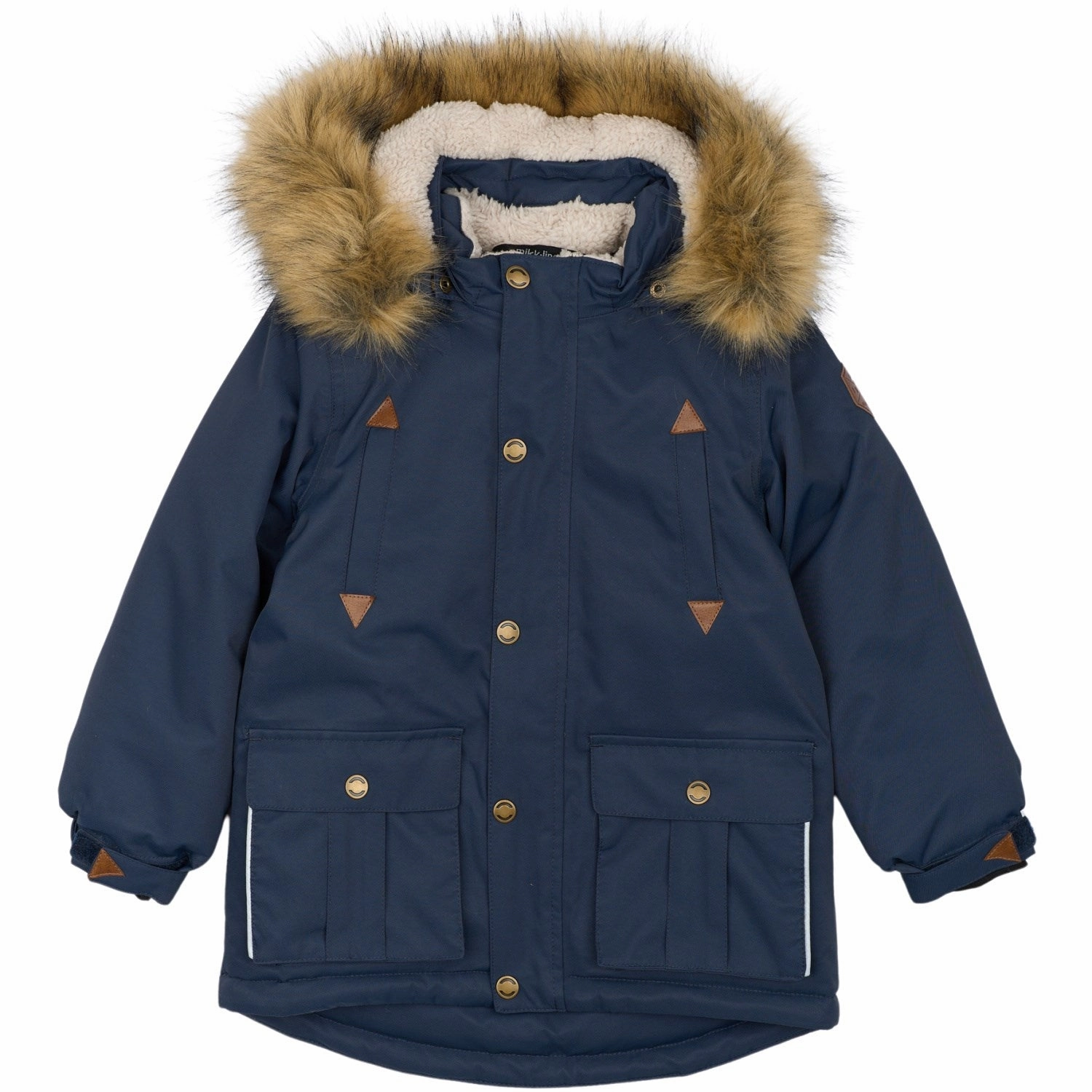 Auxiliary Attachment Points Button Fastenings Mikk-Line Blue Nights Twill Nylon Parca