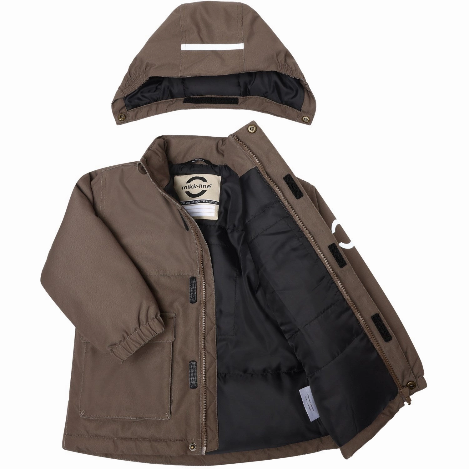 Mikk-Line Chocolate Chip Heating Jacket Parka Microfiber Blend YKK Fasteners