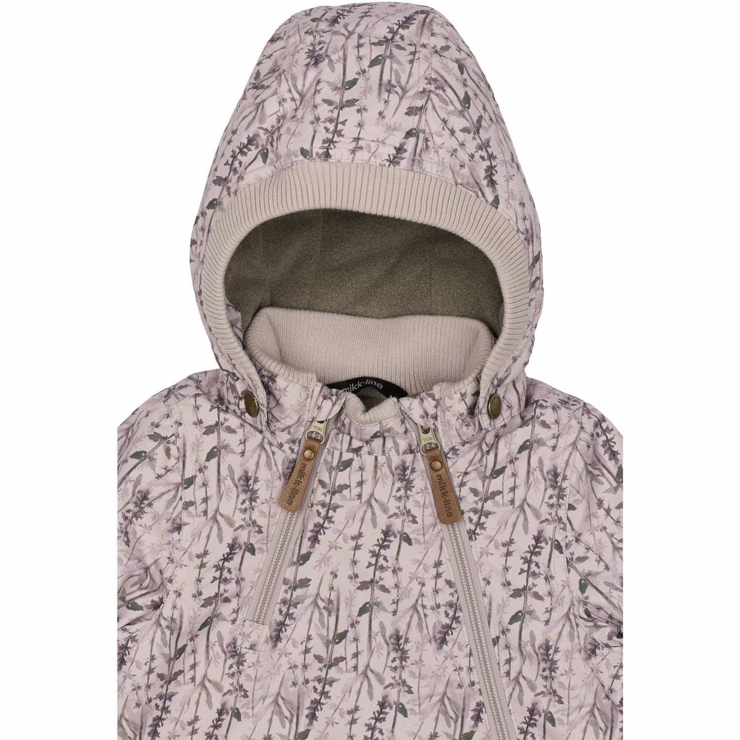 Mikk-Line Cloud Gray Polyester Baby Jacket AOP Weatherproof Zippers RibbedKnitCollar