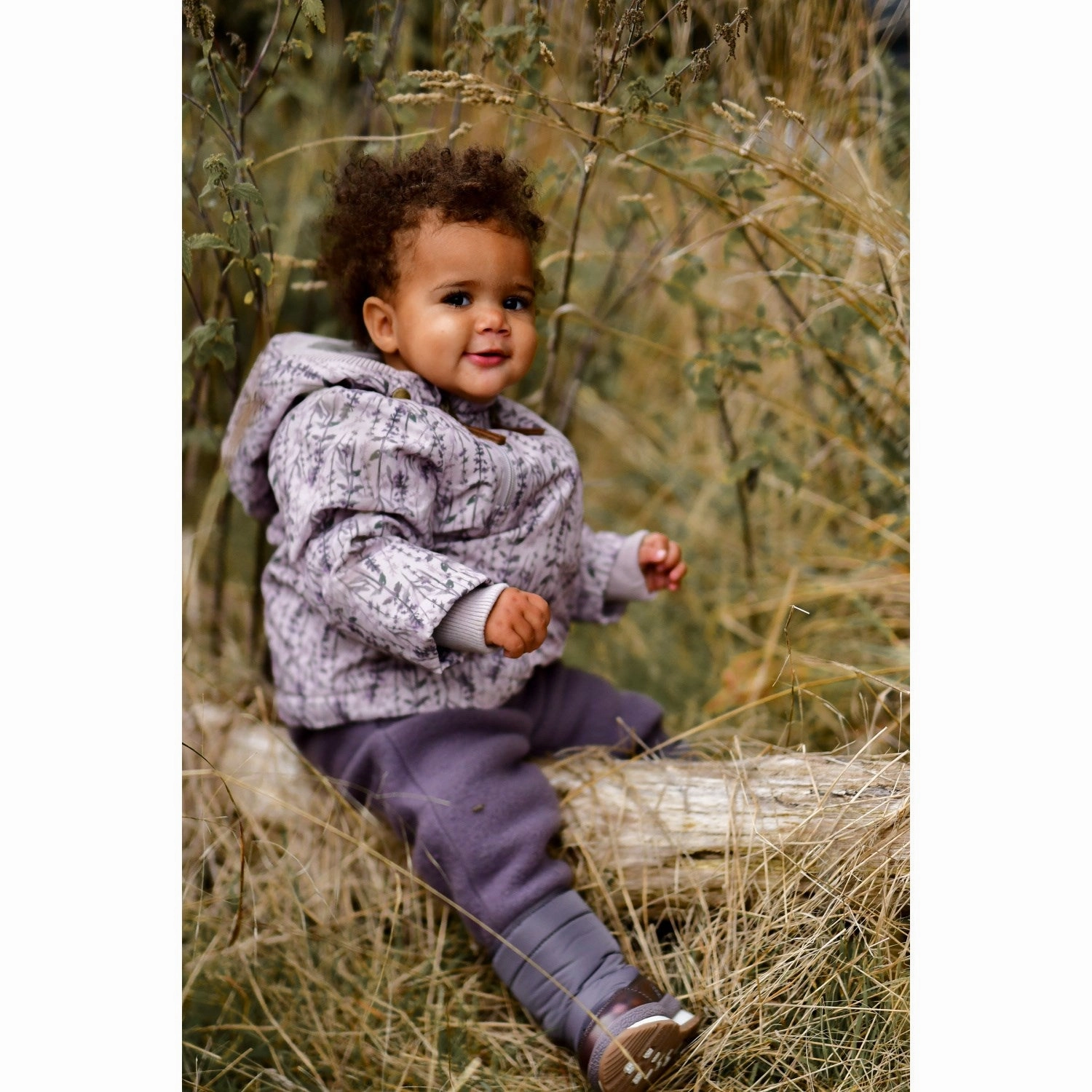 Layered Wind Barrier Mikk-Line Cloud Gray Polyester Baby Jacket AOP