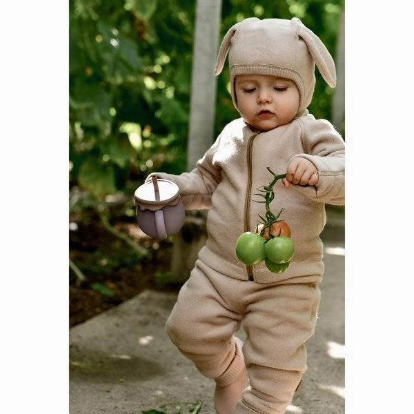 Mikk-Line Cotton Fleece Jacket Warm Taupe Seam Sealed Construction Simple Outer