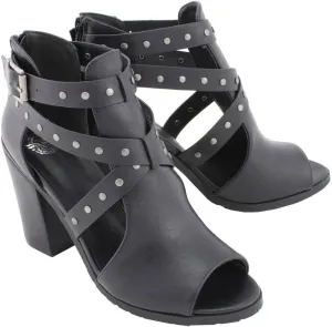 Milwaukee Leather MBL9454 Women's Black Studded Strap Fashion Casual Sandal with Platform Heel